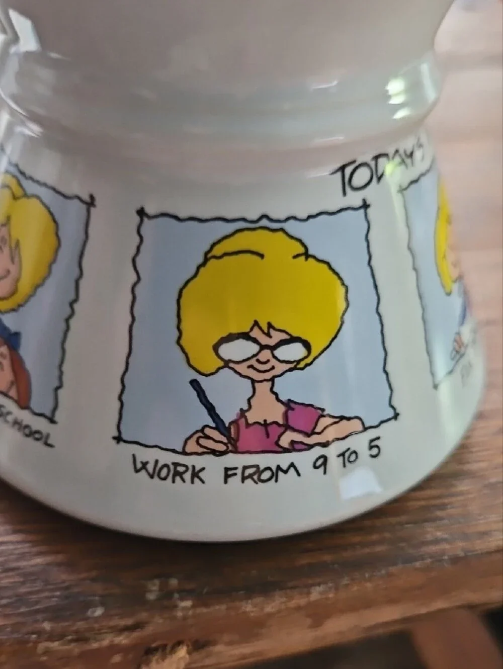 Vintage Cartoon Ceramic Non Spill Coffee Tea Mug Cup